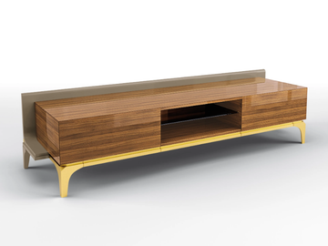 DUCA - Low walnut TV cabinet with drawers by BRUNO ZAMPA - view 3